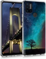 kwmobile telefoonhoesje voor Umidigi A7 Pro (2020) - Hoesje voor smartphone in blauw / grijs / zwart - Sterrenstelsel en Boom design