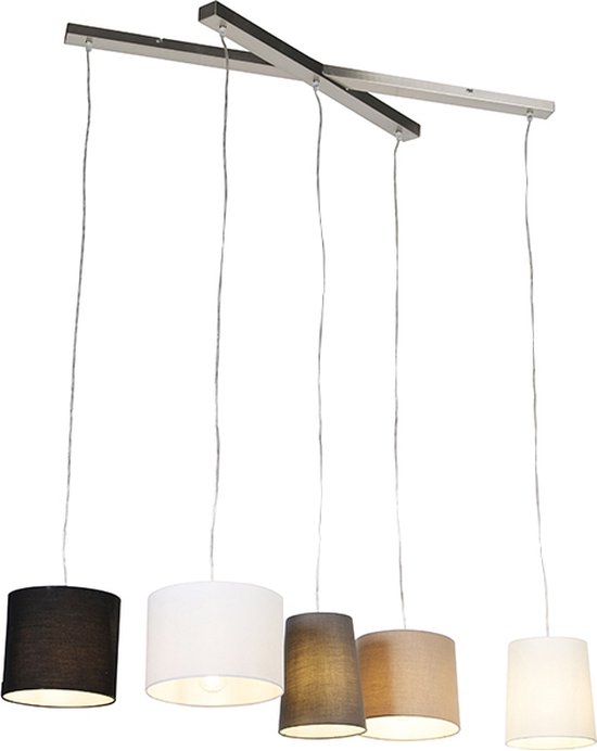 QAZQA hermina - Lampe suspendue de table à manger - 5 lumières - L 1100 mm - Acier