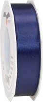 1x Luxe Hobby/decoratie donkerblauwe satijnen sierlinten 2,5 cm/25 mm x 25 meter- Luxe kwaliteit - Cadeaulint satijnlint/ribbon