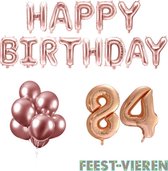 84 jaar Verjaardag Versiering Ballon Pakket Rosé Goud