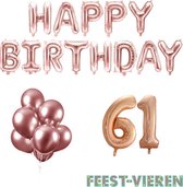 61 jaar Verjaardag Versiering Ballon Pakket Rosé Goud