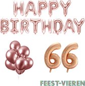66 jaar Verjaardag Versiering Ballon Pakket Rosé Goud