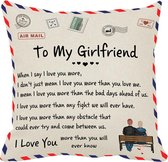 TDR -Sierkussensloop- 45x45 cm  - leuk als cadeau voor naar vriendin -  "To my girlfriend"