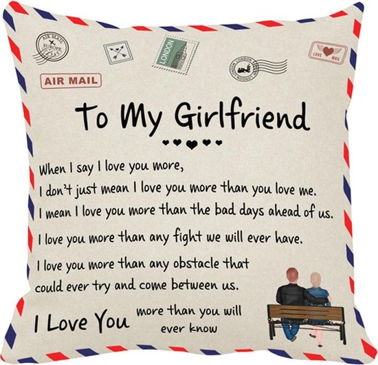 Punt Ophef Charmant TDR -Sierkussensloop- 45x45 cm - leuk als cadeau voor naar vriendin - "To  my girlfriend" | bol.com