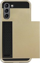 ADEL Kunststof Back Cover Hardcase Hoesje Geschikt voor Samsung Galaxy S21 Plus - Pasjeshouder Goud
