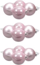 12x stuks kerstversiering kerstballen roze (powder) van glas - 10 cm - mat/glans - Kerstboomversiering