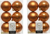 18x stuks kunststof kerstballen cognac bruin (amber) 8 cm - Mat/glans - Onbreekbare plastic kerstballen
