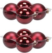 8x stuks kerstversiering kerstballen rood van glas - 10 cm - mat/glans - Kerstboomversiering