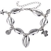 Armband-Schelpen- Zee- Zilverkleur- extra lang- 25 cm- Dames- Charme Bijoux