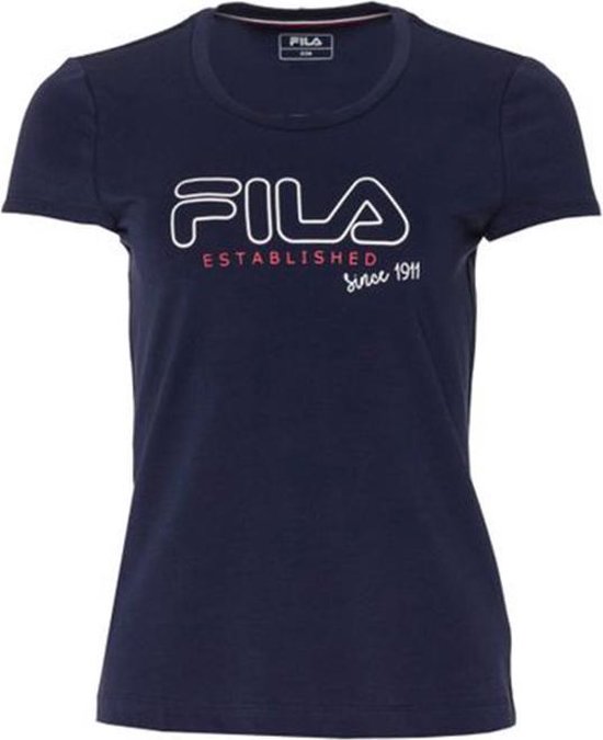 Fila T-Shirt Svenja Dames Navy Tennisshirt - Maat S | bol.com