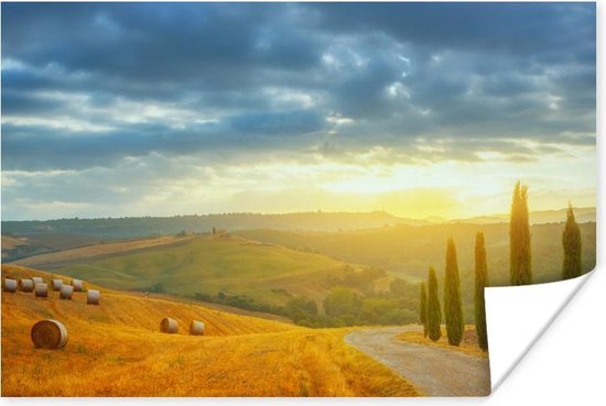 Toscaanse landschap tijdens zonsopgang 180x120 cm - Foto print op Poster... | bol.com