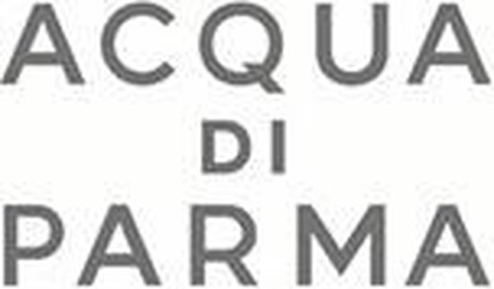 Acqua Di Parma logo in grijze letters op een witte achtergrond.