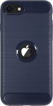 BMAX Carbon soft case hoesje geschikt voor iPhone SE 2020 / Soft cover / Apple Telefoonhoesje / Beschermhoesje / Telefoonbescherming - Blauw
