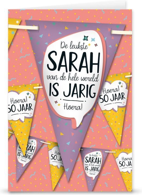 Kaart - Sarah is Jarig - Inclusief 3 Vlaggetjes! bol.com