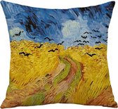 TDR - Sierkussensloop - van katoen en linnen - 45 x 45 cm - Thema: van Gogh , Korenveld met kraaien