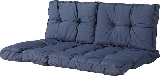 Madison - Loungekussen - Tuinkussen - Palletkussen - Rugkussen - 3-delig - 120 x 80cm - Florance Saffier Blauw