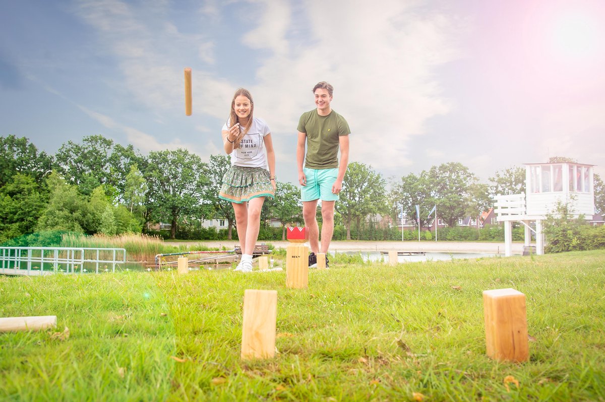 Bex Kubb Original – Zweeds Vikingschaak – Premium Buitenspel – Massief Rubberhout – Koning Met Rode Kroon – Vanaf 8 Jaar – Inclusief Draagtas — afbeelding 9