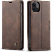 GSMNed – Leren telefoonhoesje Bruin – hoogwaardig leren bookcase Bruin - Luxe iPhone 11 hoesje Bruin – Magneetsluiting voor iPhone 11 – donkerbruin