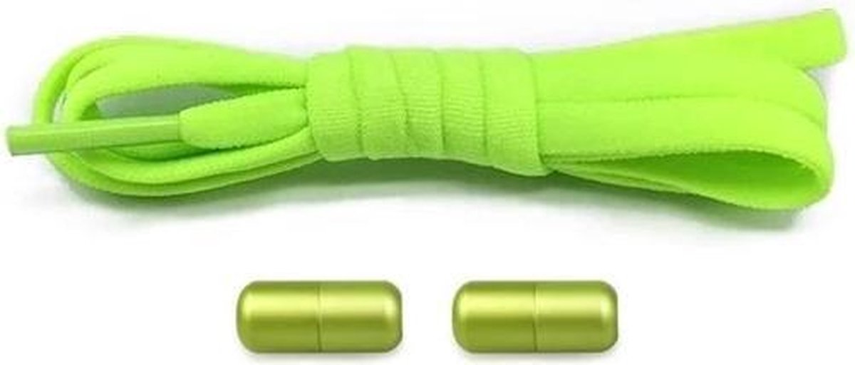 Elastische schoenveters - metalen sluiting - groen