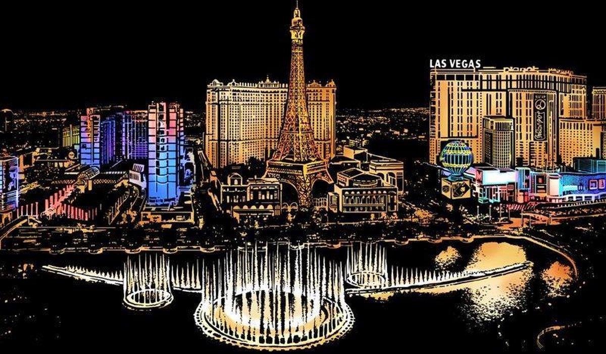 Scratch Art Lag Vegas America - 410 x 287 mm - Kras tekeningen - Scratch painting