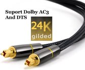 WiseGoods Premium Toslink Kabel Verguld - Digitale Optische Audio Kabel - Dolby 7.1 - Soundbar 5.1 - Subwoofer - Versteker - 1.5M