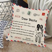 TDR - Sierkussensloop - 45x45 cm  - leuk als cadeau voor beste vriendin -  "Dear Bestie"