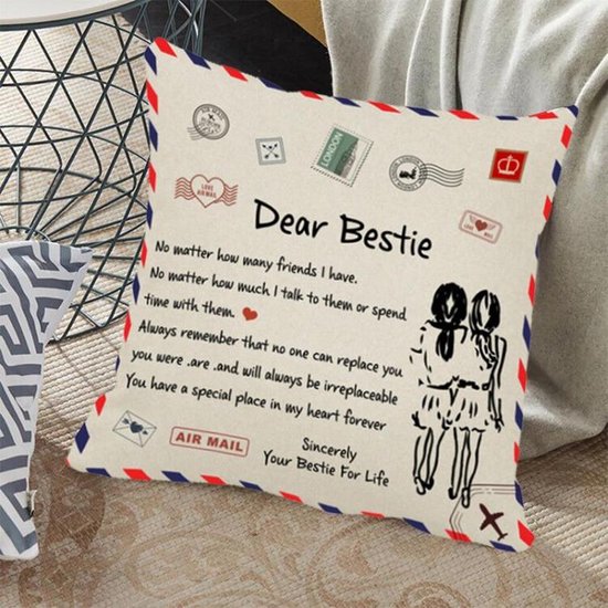 TDR - Sierkussensloop - 45x45 cm - leuk als cadeau voor beste vriendin -  "Dear Bestie" | bol