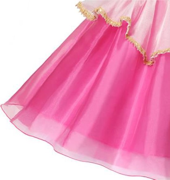 New front Meisjesjurk, Doornroosje, prinsessenjurk, Aurora, lange mouwen, kostuumjurk, verjaardagscadeau, Kerstmis, carnaval, 3-8 jaar, kinderen, cosplay, Roze, 120 cm