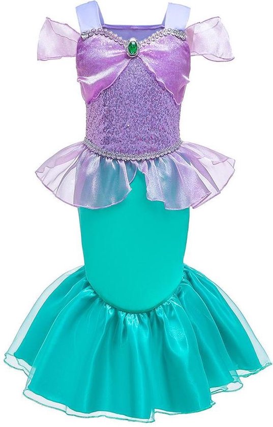 Prinses - Ariel jurk - De Kleine Zeemeermin -  Prinsessenjurk - Verkleedkleding - Paars