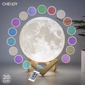 Moon Light 3D - 20CM - Deluxe - Maan Lamp - Tafellamp - Nachtlamp - 16 LED Kleuren - Dimbaar - USB Oplaadbaar - Inclusief Afstandsbediening