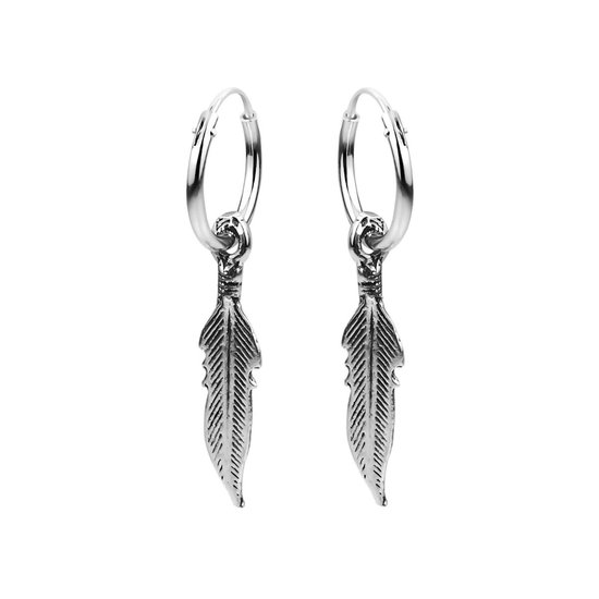 Zilveren oorbellen | Oorringen met hanger | Zilveren oorringen, veertje |  bol.com