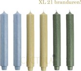 Cactula Dinerkaarsen XL 3,2 x 30 cm in 3 kleuren Bomen | Blauw / Olijf / Oliegroen 21 BRANDUREN
