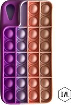 Apple iPhone 12 / 12 Pro telefoonhoesje Pop It Fidget Toy - Rainbow case paars – Bekend van TikTok – Nieuw soft back case hoesje