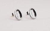Oorknopjes ovaal schelpje zilver staal 3087