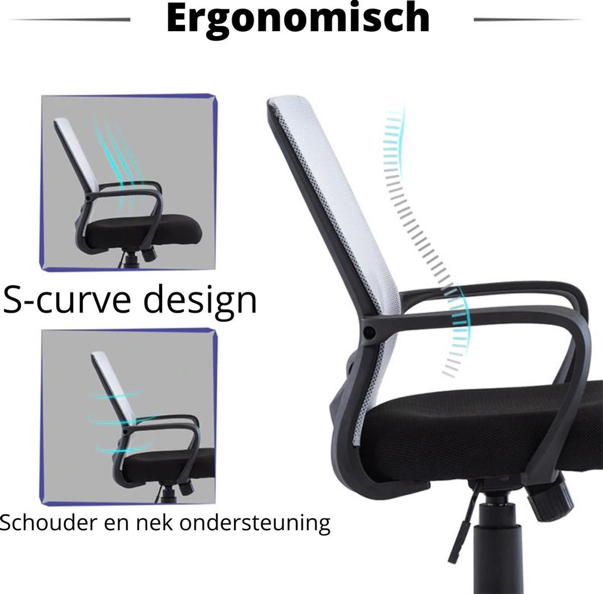 Ergonomisch, computerstoel, bureaustoel, zwart-rood