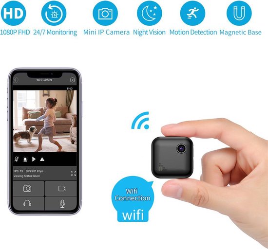 Mini Spy Camera 1080P Draadloze Wi-Fi met Nachtzicht Detectie Microfoon  Draagbare... | bol.com