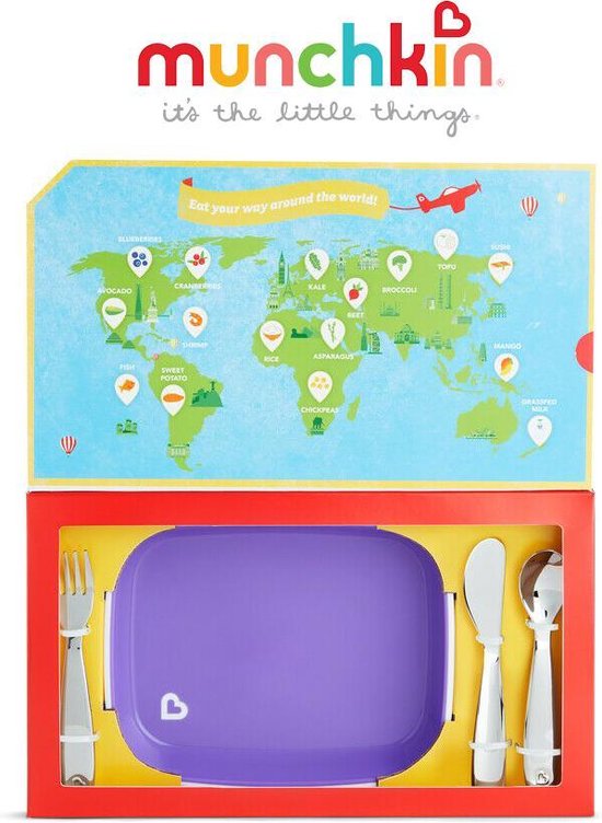 Munchkin Food Adventure Kinder Bestekset - 4 Delig - Paars van Munchkin — afbeelding 2