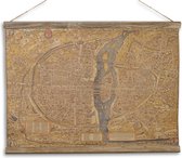 Decoratief Beeld - Een Linnen Schoolprint La Ville De Paris - Katoen - Wexdeco - Wit, Bruin En Geel - 53 X 70 Cm