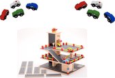 Playwood - Houten Parkeer Garage / Speelgoed Garage met 12 auto,s