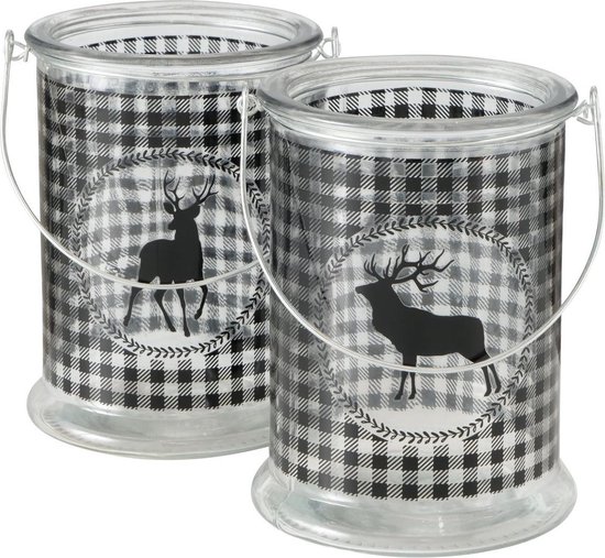 sfeerlicht windlicht waxine hert rendier set van 4 stuks kerst