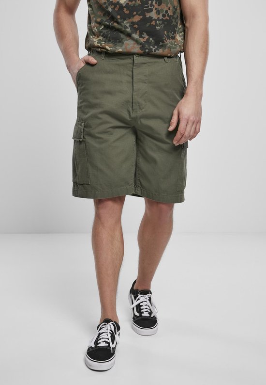 Foto: Heren mannen menswear modern duurzaam 100 katoen summer bdu ripstop korte broek light shorts olive