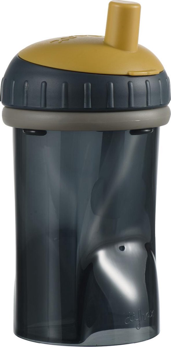 Difrax Rietjesbeker Antilek - 250 ml - Donkerblauw/Mosterd Difrax Rietjesbeker Antilek - 250 ml - Donkerblauw/Mosterd
