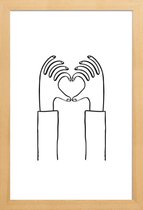 JUNIQE - Poster met houten lijst Heart You -13x18 /Wit & Zwart