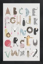 JUNIQE - Poster in houten lijst ABC Kids -60x90 /Kleurrijk