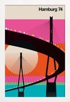 JUNIQE - Poster in houten lijst Vintage Hamburg 74 -20x30 /Kleurrijk