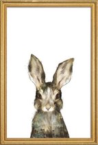 JUNIQE - Poster met houten lijst Konijntje illustratie -40x60 /Bruin &