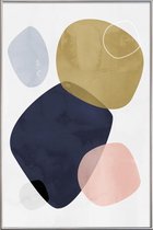 JUNIQE - Poster met kunststof lijst Graphic 183 -60x90 /Blauw & Bruin