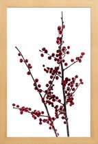 JUNIQE - Poster in houten lijst Red Berries 2 -60x90 /Rood & Wit