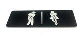 Deurbordje Toilet - WC bordjes – Tekstbord WC – Toilet bordje – Heren Dames – Man Vrouw  Hoge Nood- Bordje – Zwart - Pictogram - Zelfklevend – 5 cm x 15 cm x 1,6 mm - 5 Jaar Garant