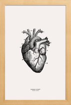 JUNIQE - Poster in houten lijst Menselijk hart -30x45 /Grijs & Ivoor